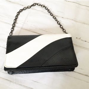 Y2K Leslie Fay Black White Shoulder Bag Handbag